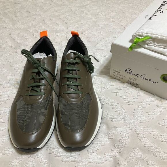 Robert Graham Picabia Sneakers, Olive. Size 12. NIB - Picture 1 of 16